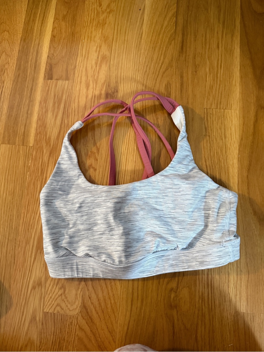 lululemon athletica Heather Gray Sports Bra with Pink Straps